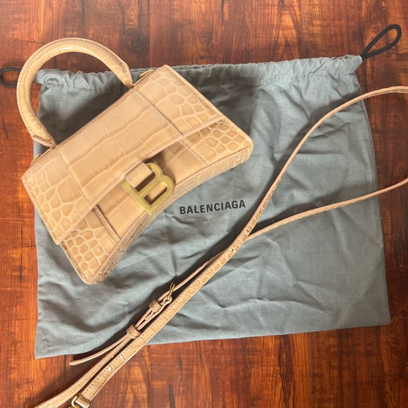 Balenciaga hourglass XS HANDBAG CROCODILE EMBOSSED nude color - Picture 3 of 8